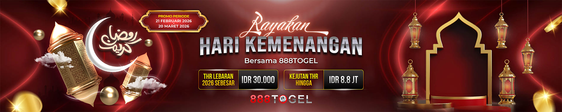 888Togel Promo THR Lebaran Tahun 2026 Sebesar IDR 30.000 & Kejutan THR hingga IDR 8.8JT